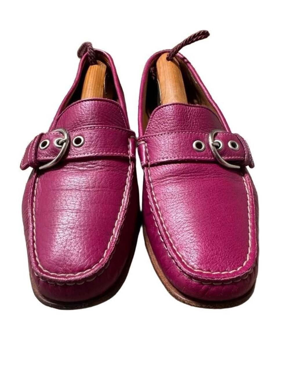 Coach Leather Mules Size 9.5 B magenta Buckle Slip On Shoes